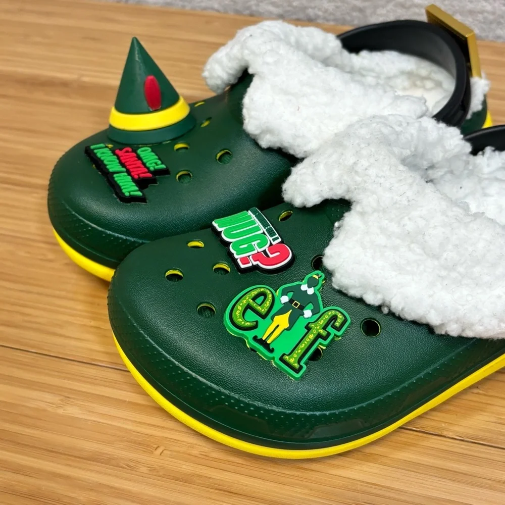 Buddy The Elf x Crocs Lined Clog Kids C12 Green Yellow Gold‎ Youth